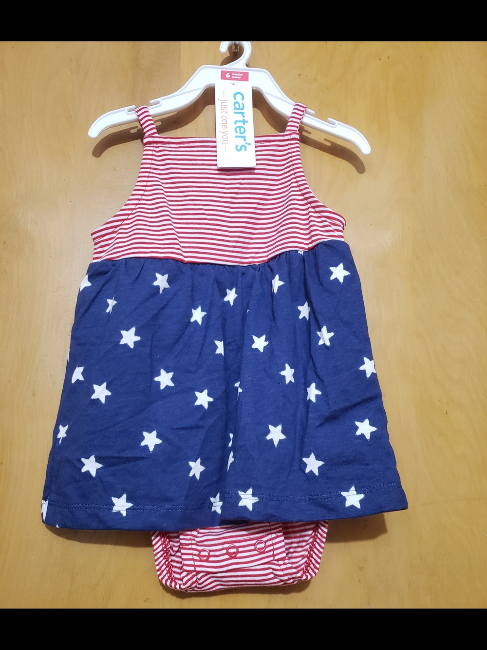 Carter's Red & Blue Striped Tank One-Piece Dress with Stars